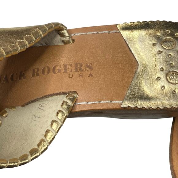 Jack Rogers Women’s Gold Leather Slip On Wedge Sandals Size US 9 - Picture 11 of 11